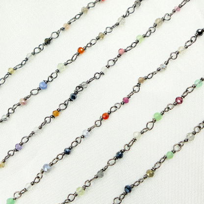 Multi Spinal Faceted Roundel Wire Wrapped Chain
