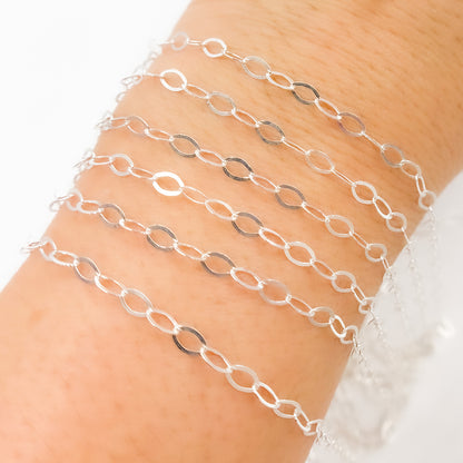 Sterling Silver Flat Cable Link Chain