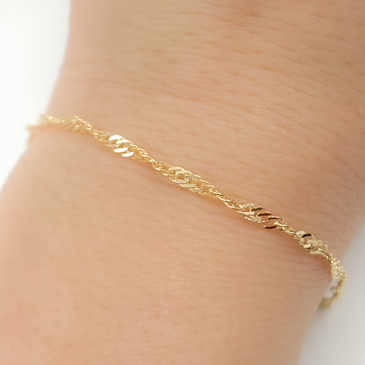 14K Solid Yellow Gold Wheat Bracelet