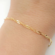 14K Solid Yellow Gold Wheat Bracelet