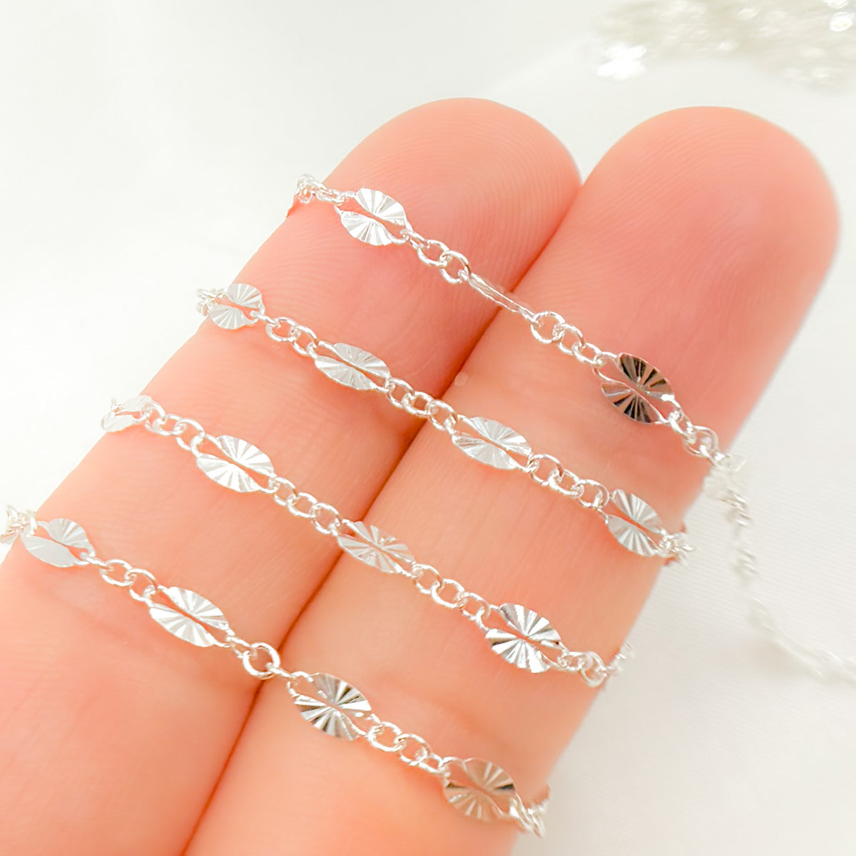 Sterling Silver Diamond Cut Marina Link Chain