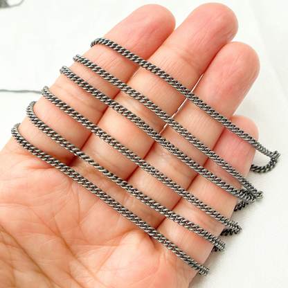 Oxidized Sterling Silver Curb Chain