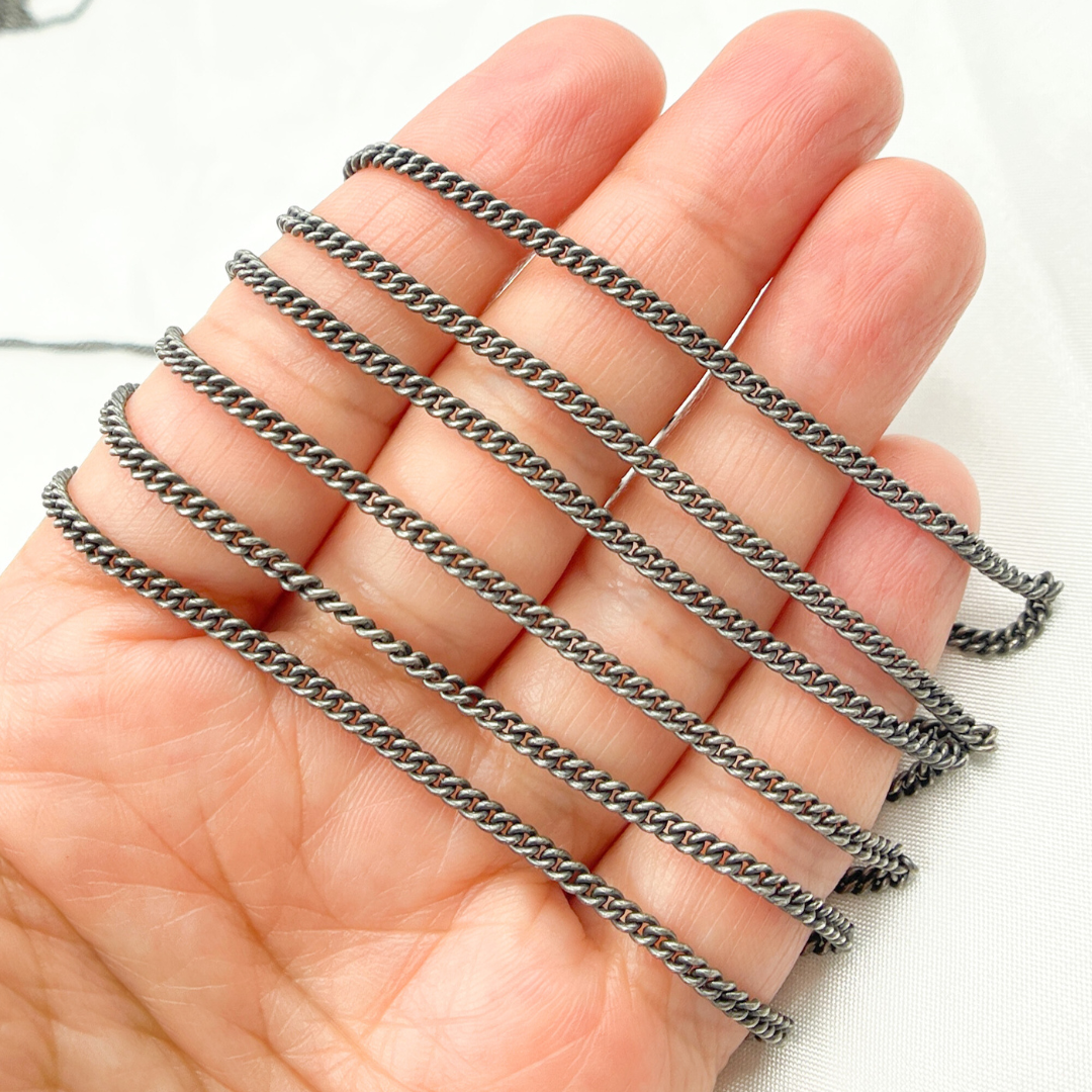 Oxidized 925 Sterling Silver Curb Chain. X18OX