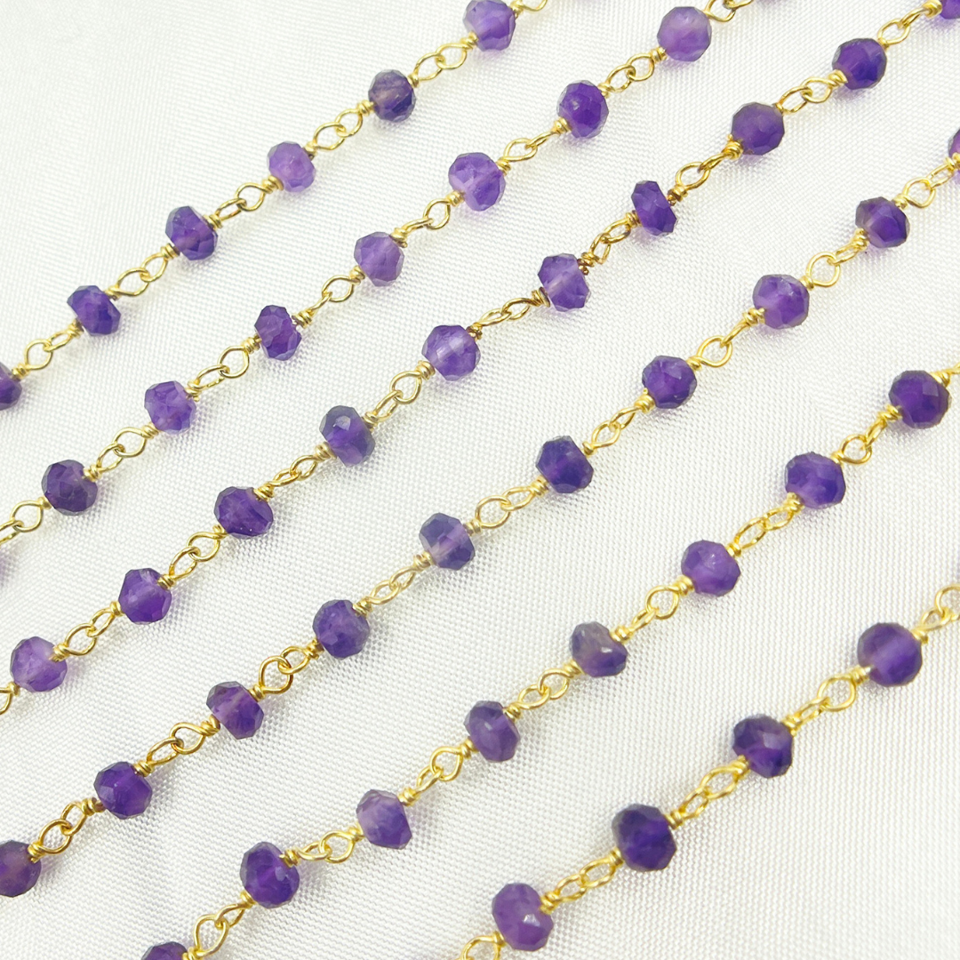 Amethyst Gold Plated 925 Sterling Silver Wire Chain