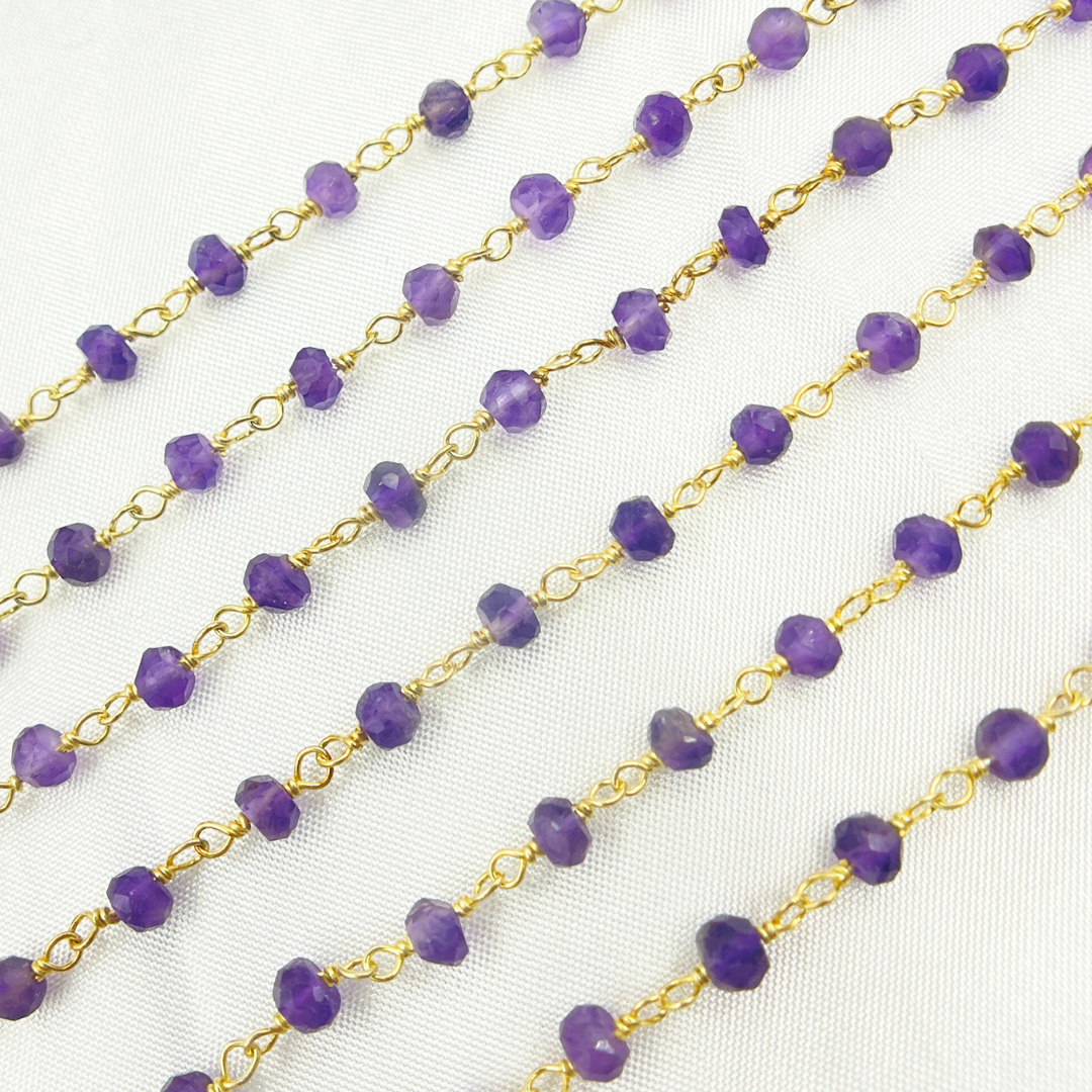 Amethyst Gold Plated 925 Sterling Silver Wire Chain. AME9