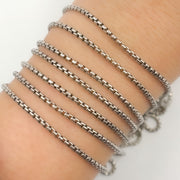 Oxidized Sterling Silver Round Box Chain