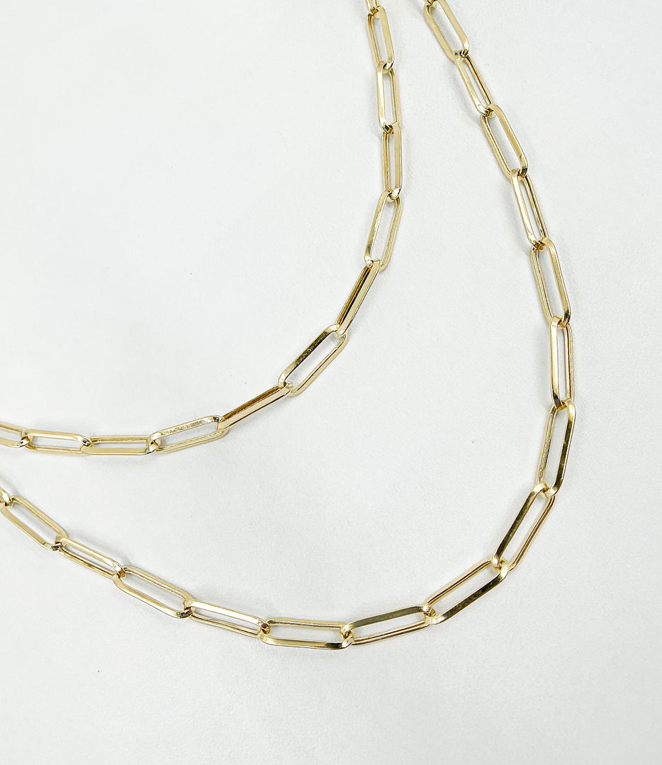 VD042. 14K Solid Gold Paperclip Chain