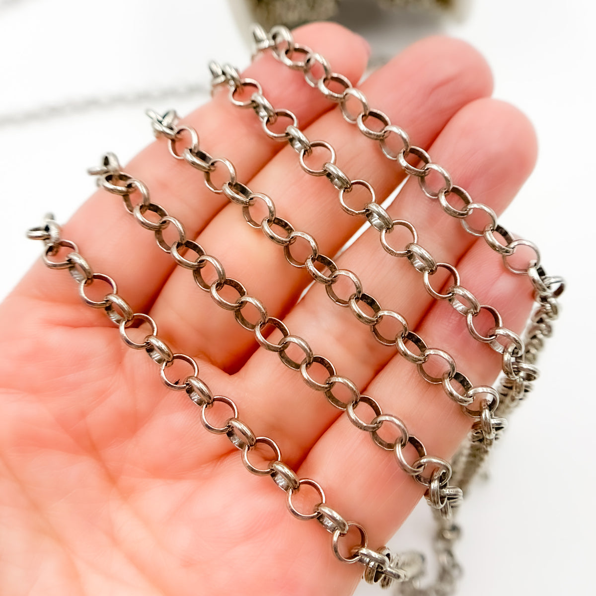 Sterling Silver Oxidized Rolo Chain