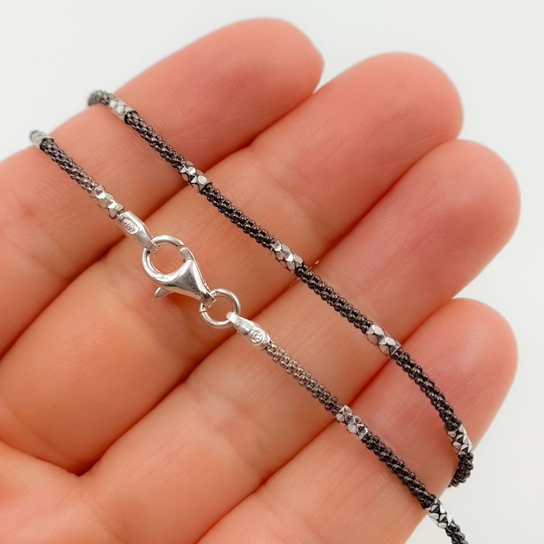 Black Rhodium Sterling Silver Popcorn Satellite Necklace