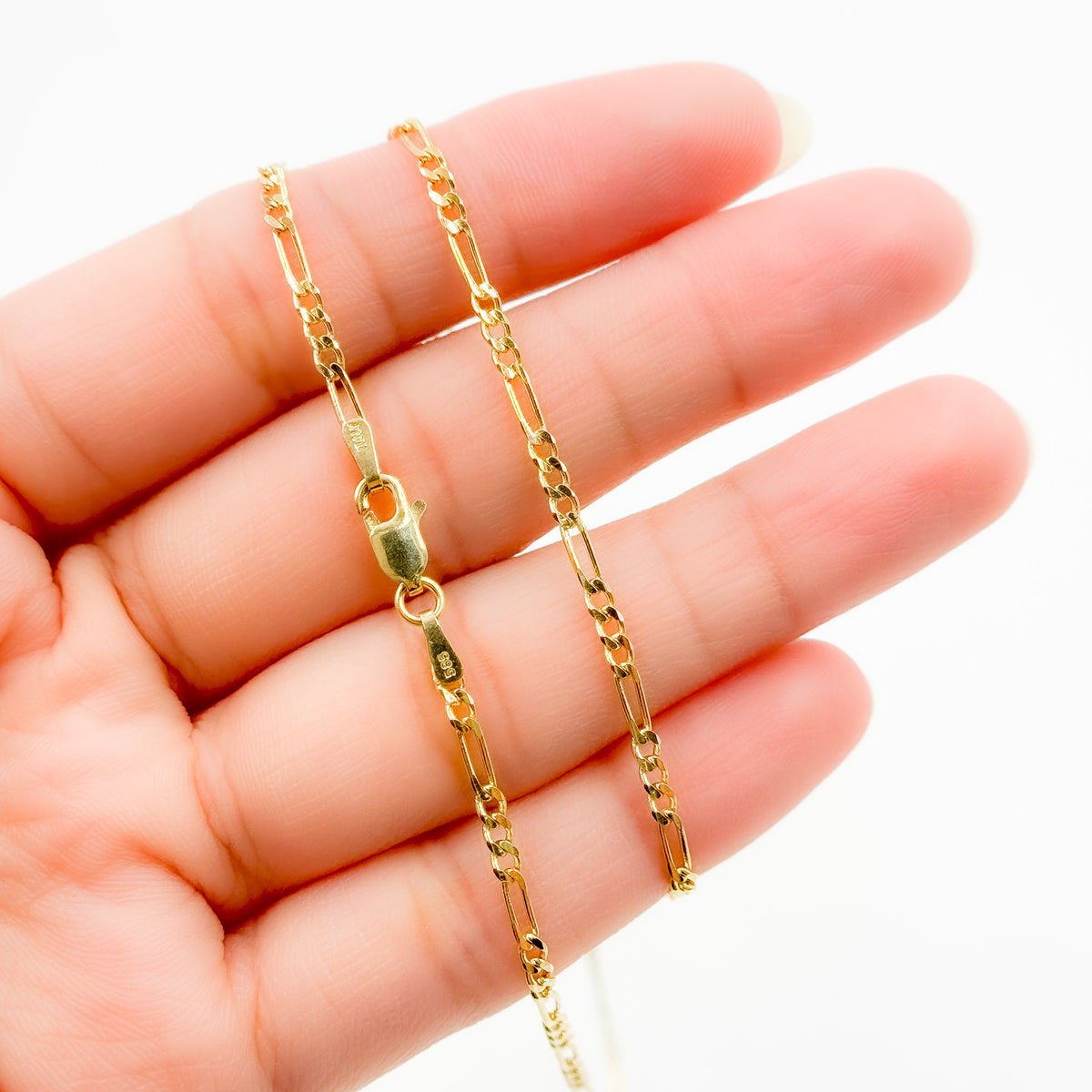 050GA3BGT2A9L001. 14K Solid Gold Figaro Chain
