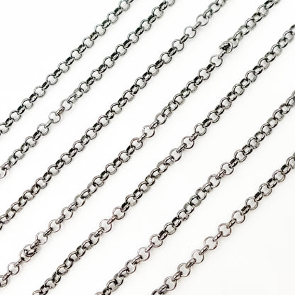 Black Rhodium Sterling Silver Rolo Link Chain
