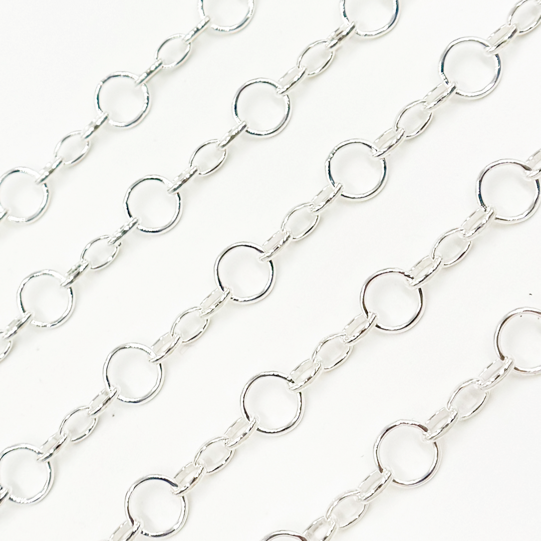 V280SS. Sterling Silver Smooth 1 Round & 3 Oval Link Chain