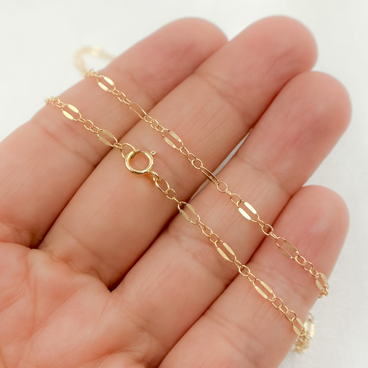 14K Gold-Filled Flat Marina and Cable Links Necklace