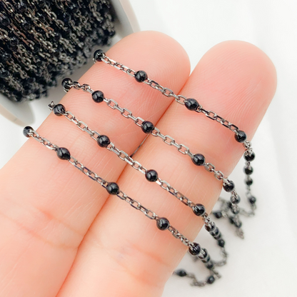 Sterling Silver Black Color Enamel Chain