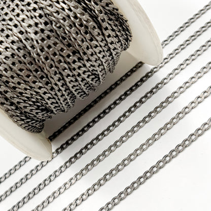 Oxidized Sterling Silver Curb Chain