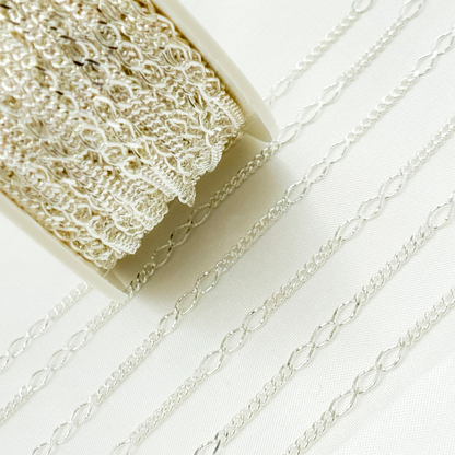 Sterling Silver 3 Links Long and Curb Chain in Between
