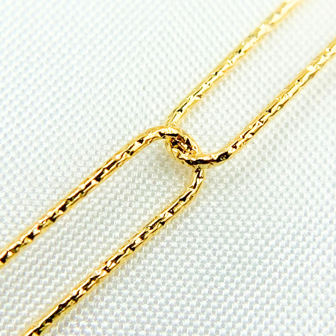 Gold Plated 925 Sterling Silver Diamond Cut Paperclip Chain. Y79DCGP