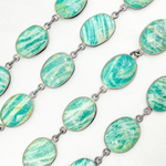 Load image into Gallery viewer, Amazonite Oval Shape Oxidized Wire Chain. AMZ3
