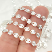 Sterling Silver Textured Circle Link Chain