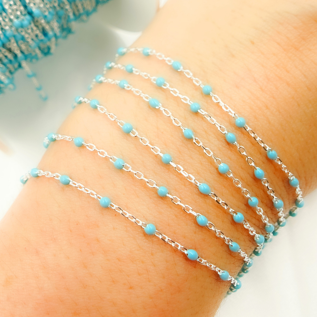 V203ENSS. Sterling Silver Enamel Chains