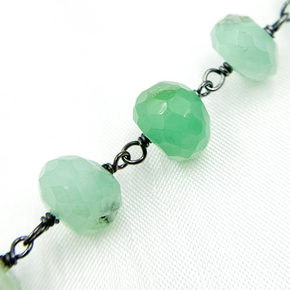 Chrysoprase Smooth Oxidized Wire Chain