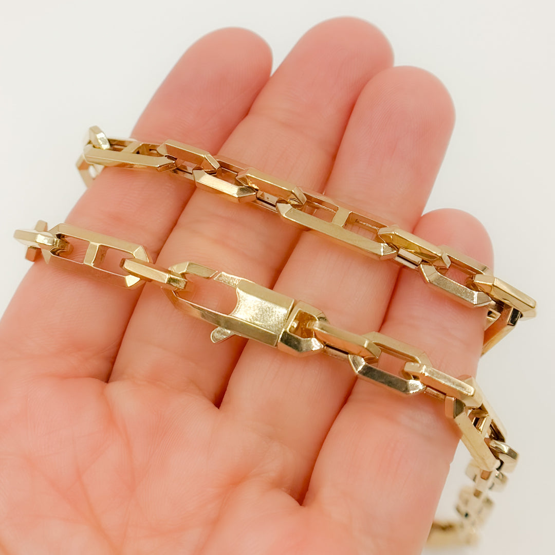 2301380C1. 14K Solid Hollow Gold Diamond Cut Cut Marina and Cable Link Chain