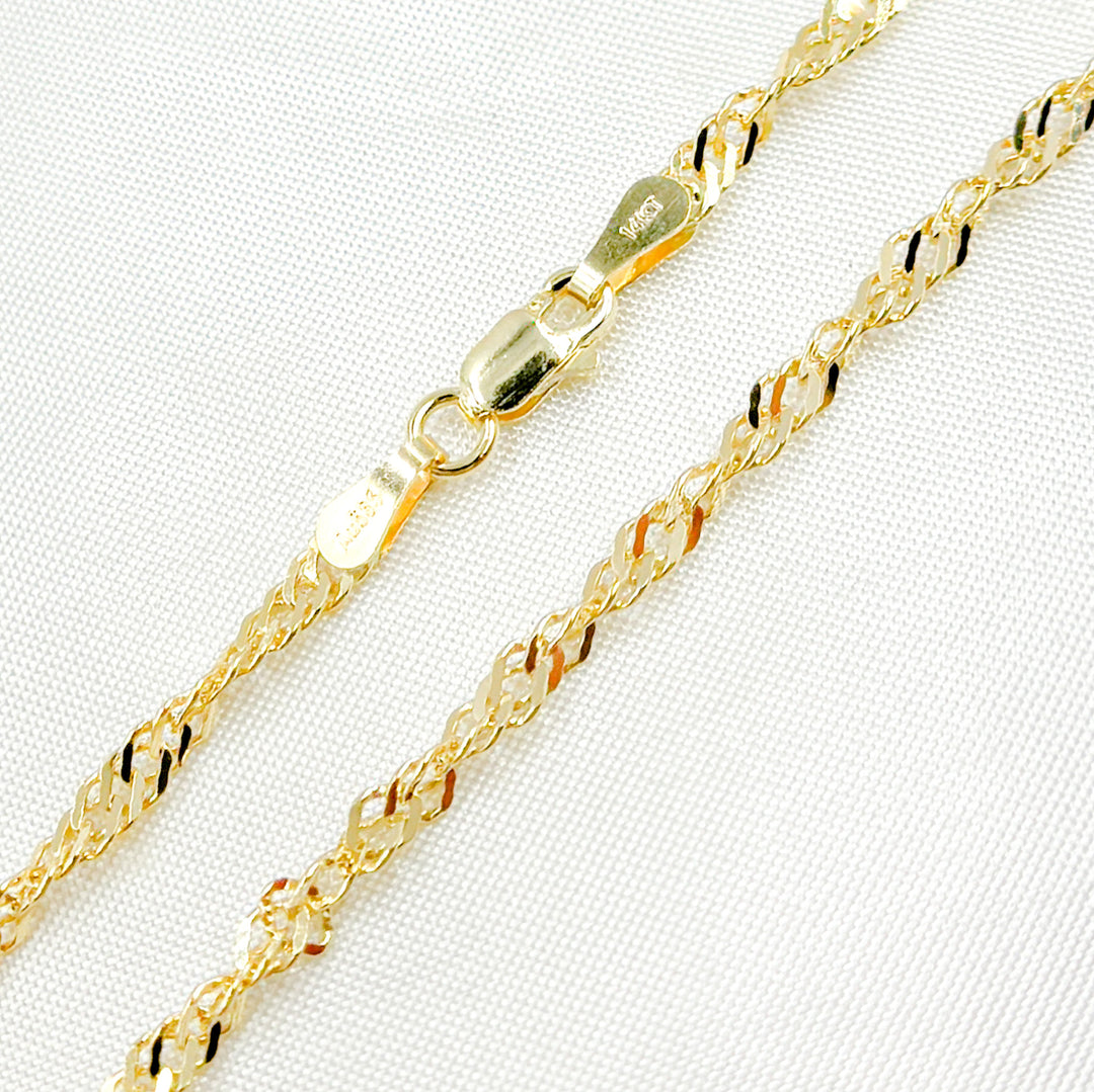 040G2SLMSIT2. 14K Solid Yellow Gold Wheat Necklace