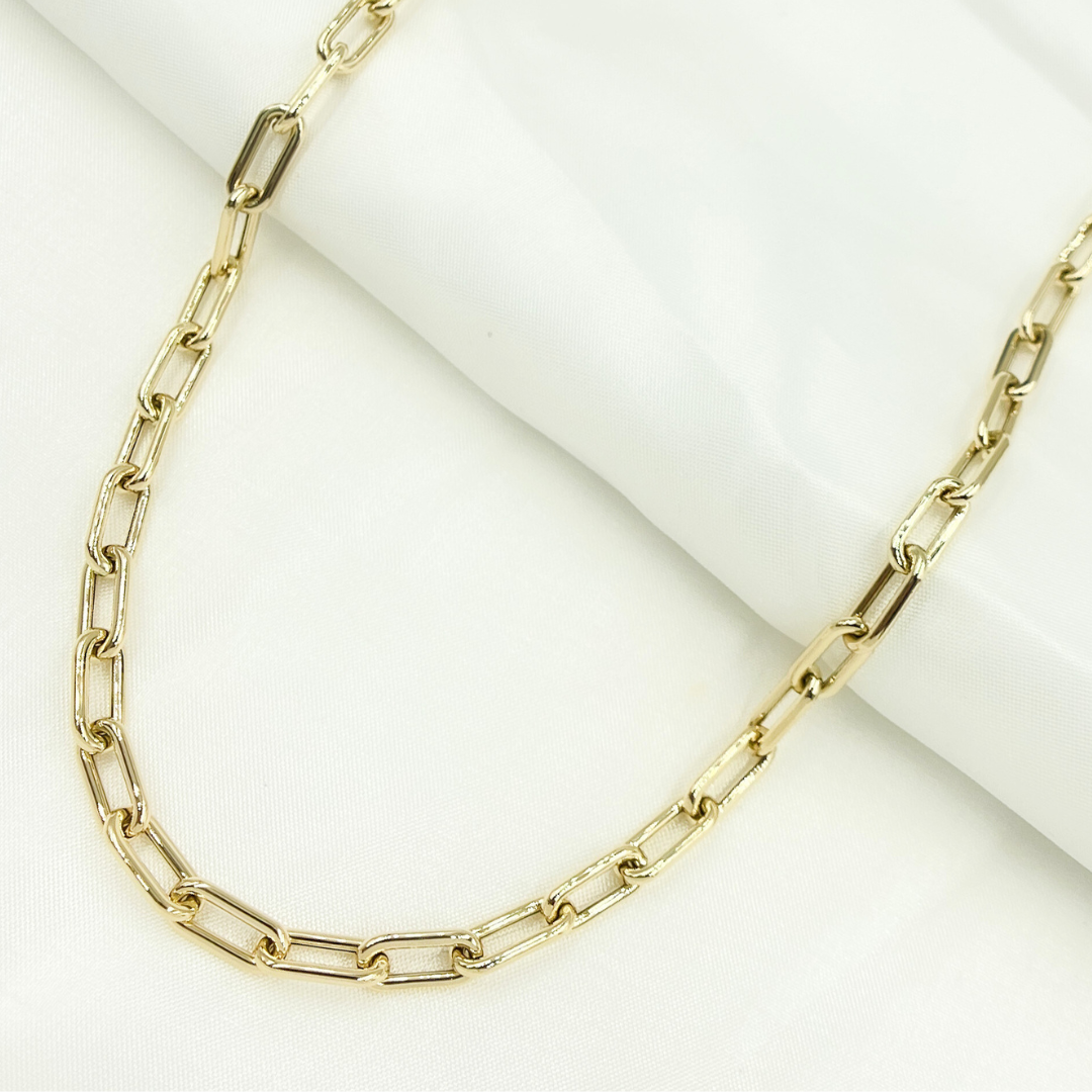 568762MG. 14K Yellow Hollow Gold Smooth Paperclip Chain