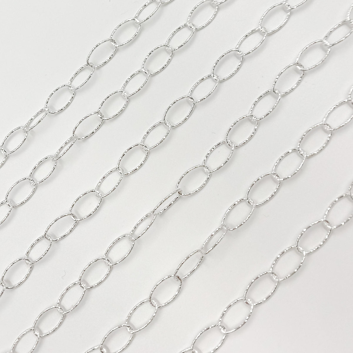 Sterling Silver Diamond Cut Oval Link Chain