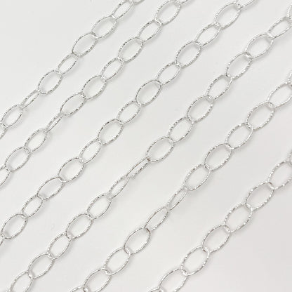 Sterling Silver Diamond Cut Oval Link Chain
