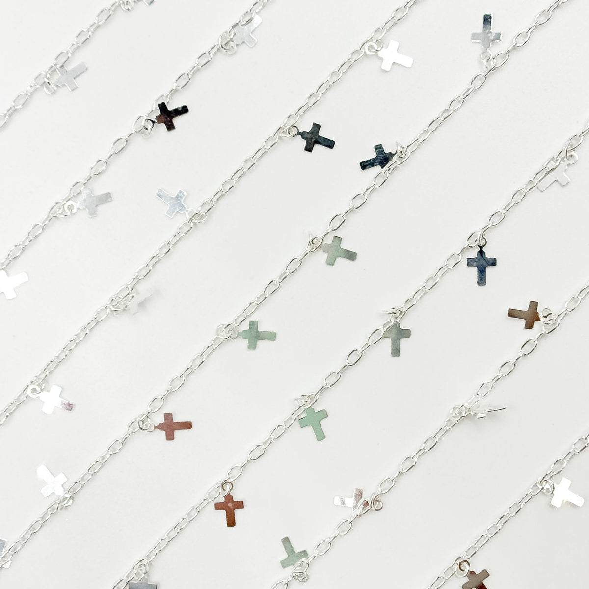 V311SS. Sterling Silver Fancy Dangle Cross-Link Chain