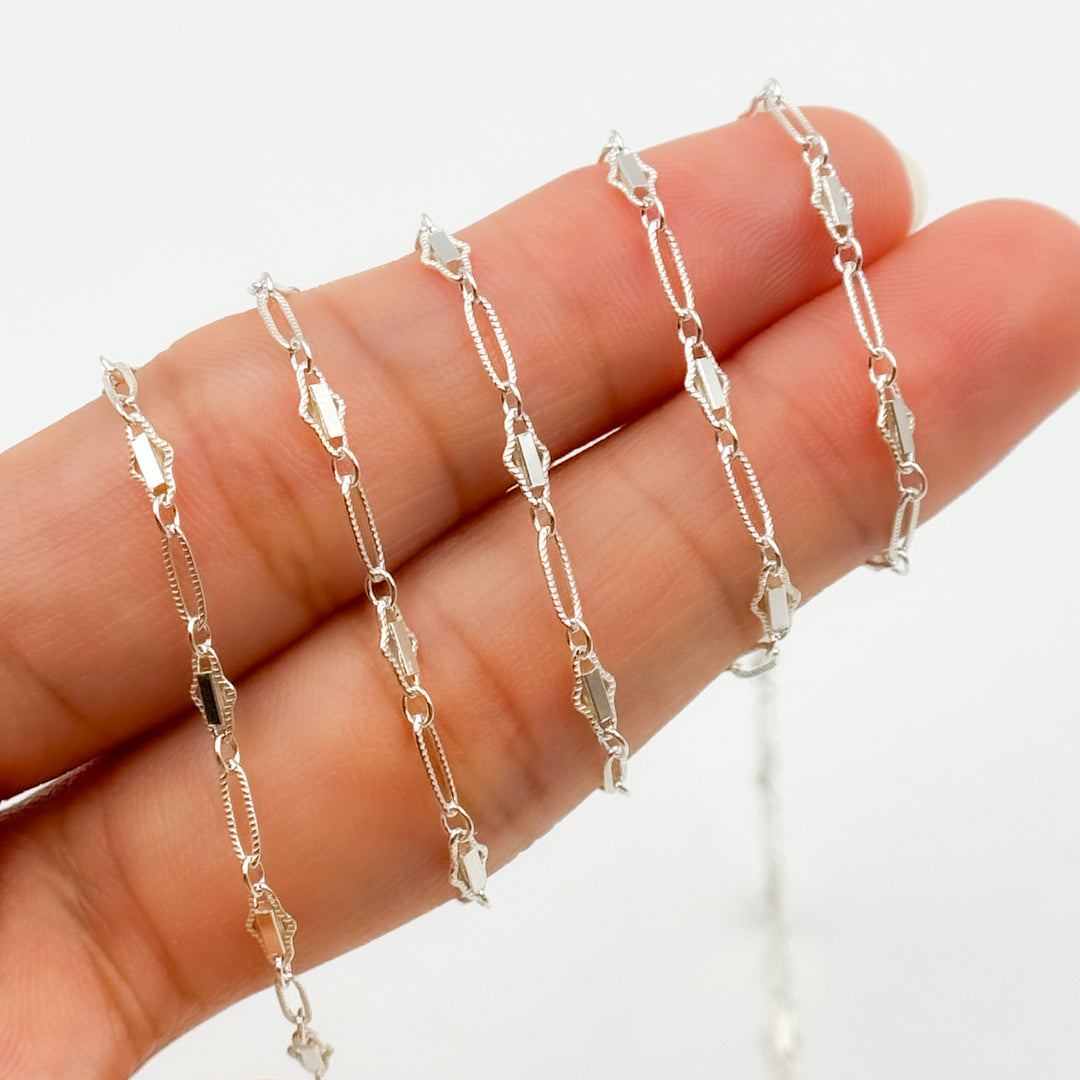 Sterling Silver Fancy Twisted Oval Link Chain