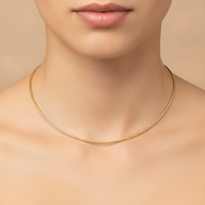 BOZ1. Sterling Silver Gold Plated Cord Choker Necklace