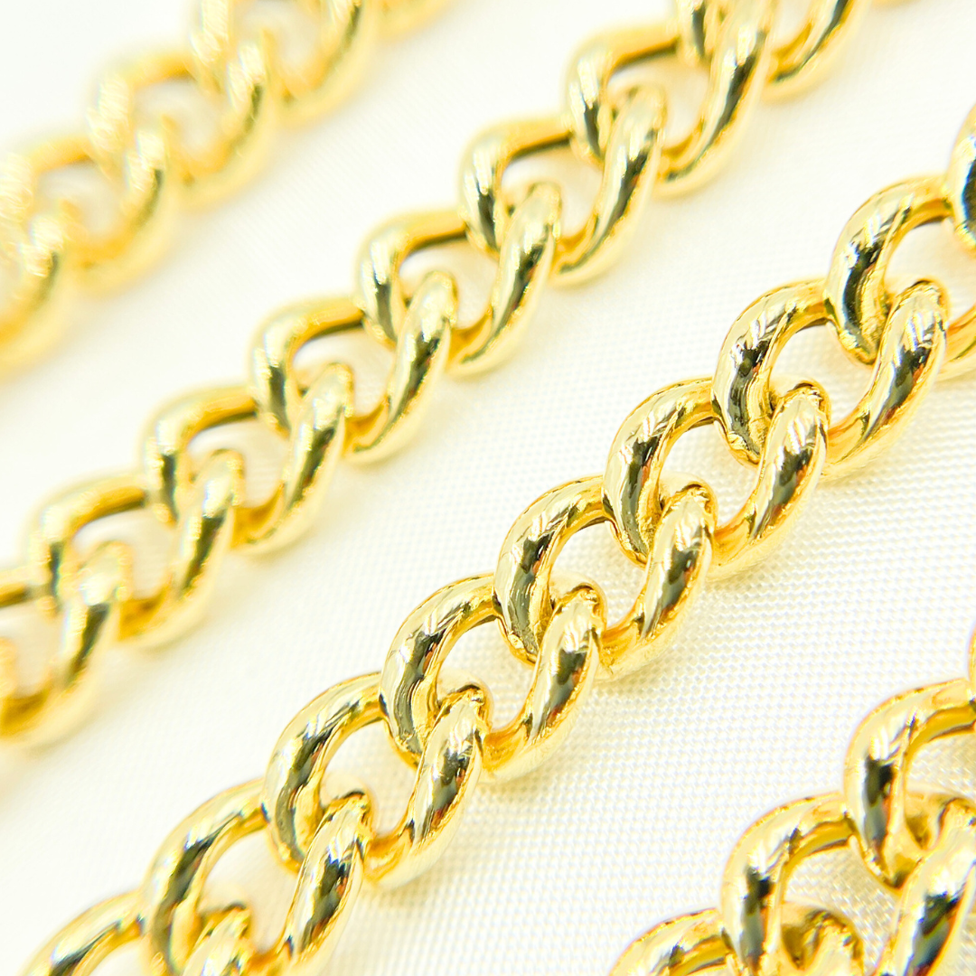 Gold Plated 925 Sterling Silver Hollow Curb Chain. Y4GP