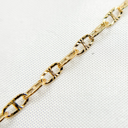 14K Gold Filled Diamond Cut Marina Link Chain