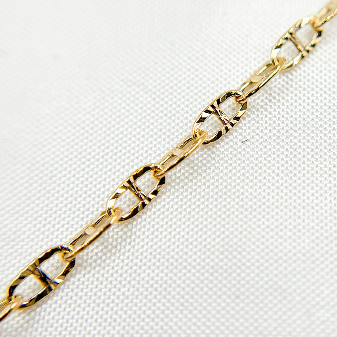 V247GF. 14K Gold Filled Diamond Cut Marina Link Chain