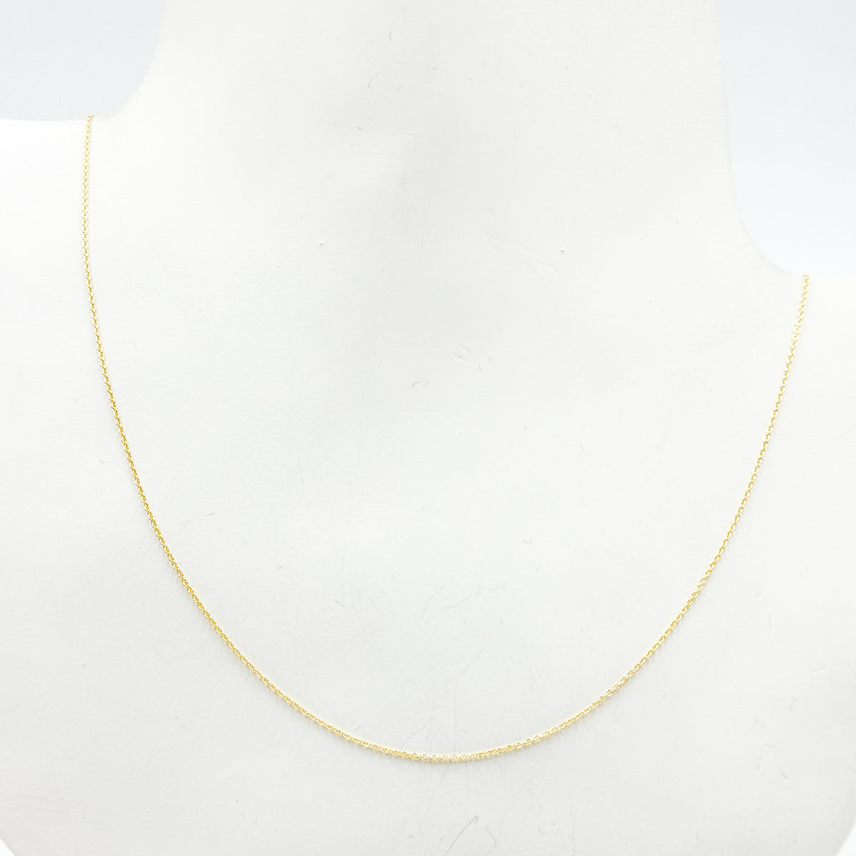 020R01LGJ08018K. 18K Solid Gold Cable 16 Inch Chain with Extender