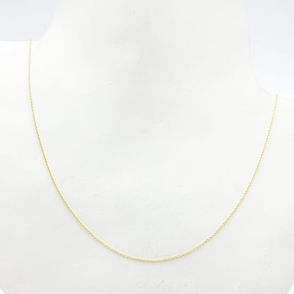 020R01LGJ08018K. 18K Solid Gold Cable 16 Inch Chain with Extender
