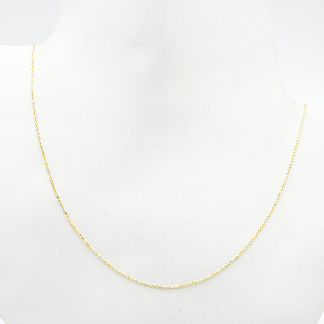 020R01LGJ08018K. 18K Solid Gold Cable 16 Inch Chain with Extender
