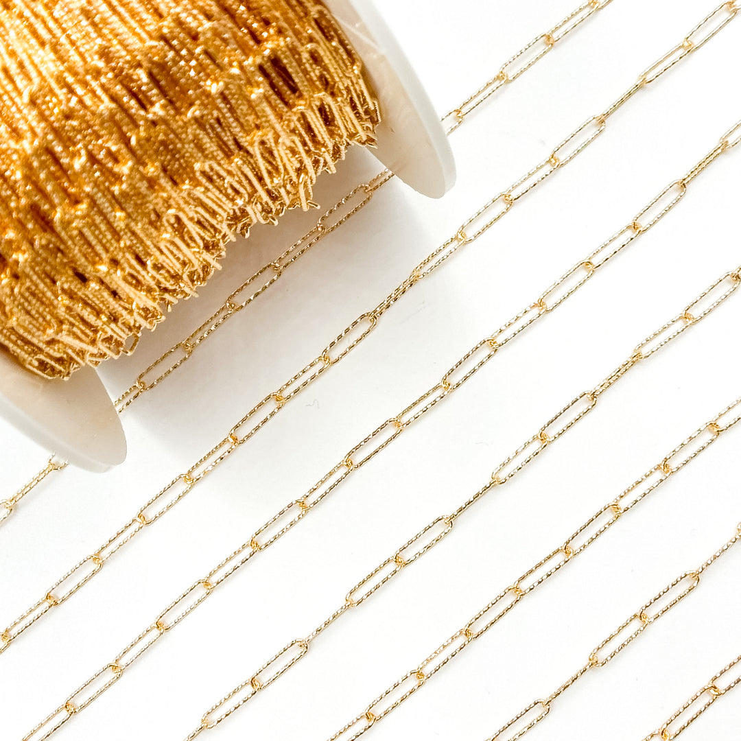 V313GF. 14K Gold Filled Diamond Cut Paperclip Chain