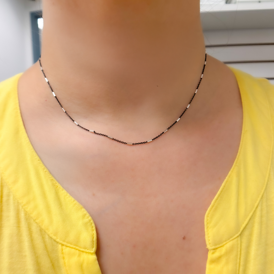 Cable Oxidized Black and Silver Chain with tubes