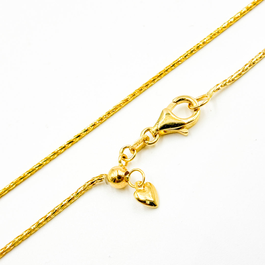 TRE004. 14k Solid Yellow Gold Wheat Chain