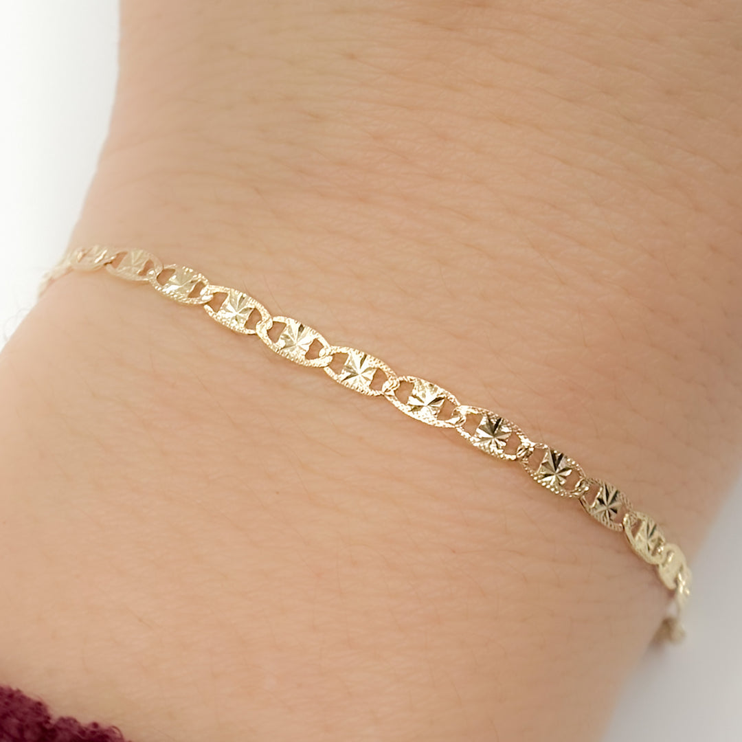 060FVSV1BPS2D4L669Bracelet. 14K Solid Gold Diamond Cut Marina Bracelet