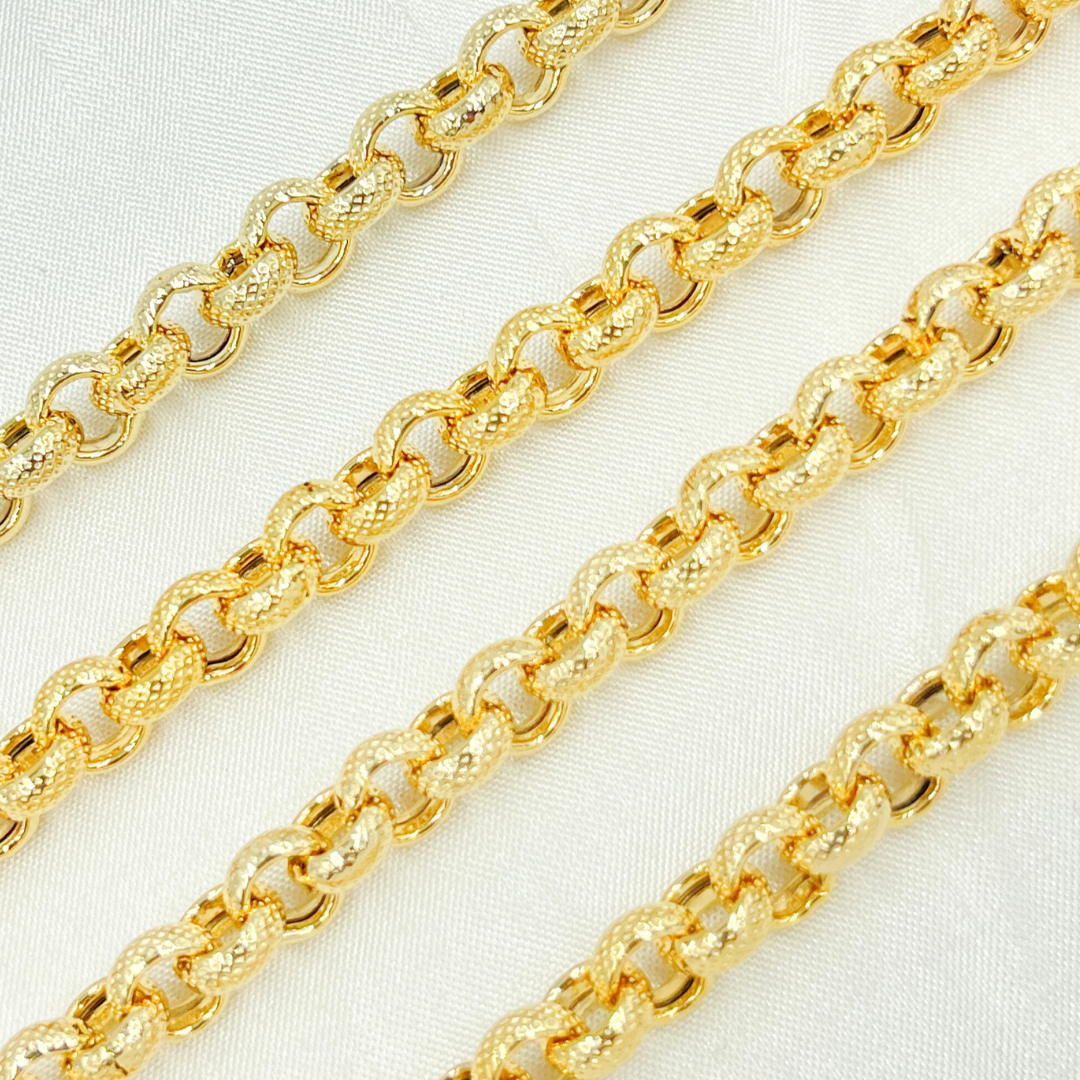 Plated 925 Sterling Silver Textured Round Link Chain