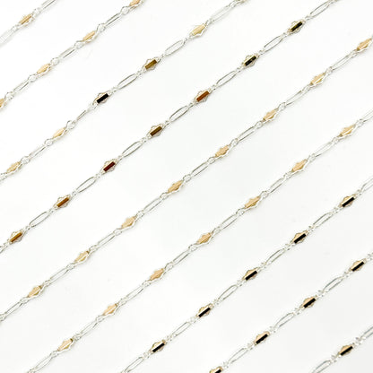 XM/901B/SP. 14K Sterling Silver and gold-filled fancy twisted oval link chain