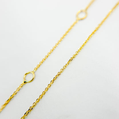 025R01T5J08018K. 18K Yellow Solid Gold Cable Chain with Extender