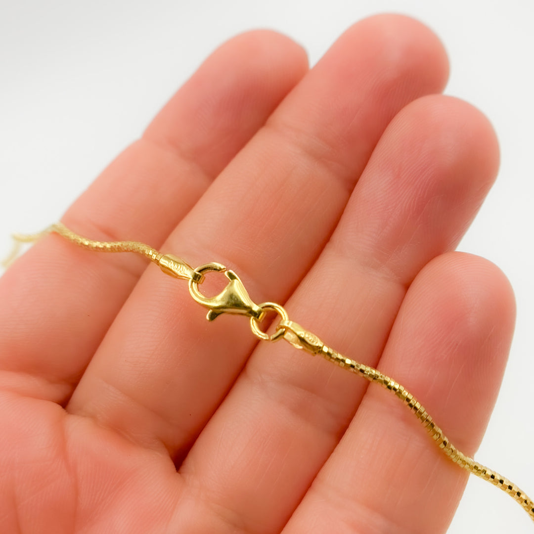 Sterling Silver Gold Plated Snake Omega Necklace