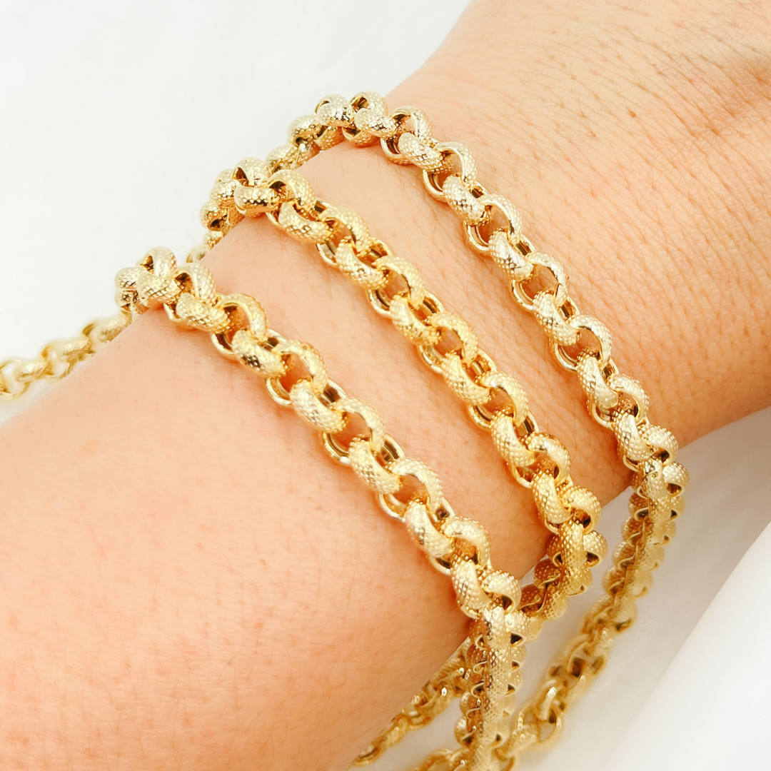 Plated 925 Sterling Silver Textured Round Link Chain