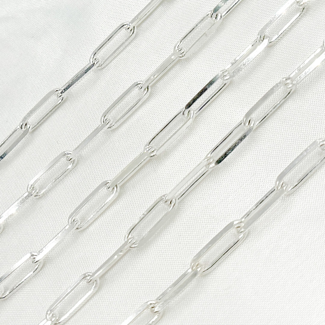 925 Sterling Silver Diamond Cut Paperclip Chain. Z1SS