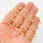 Load image into Gallery viewer, Sterling Silver Gold Plated Pearl &amp; CZ Dangle Wire Chain